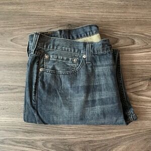 LEVI 514 Straight Fit Men's 38x30 (tag 38x32) Blue‎ Dark Wash Denim Jeans